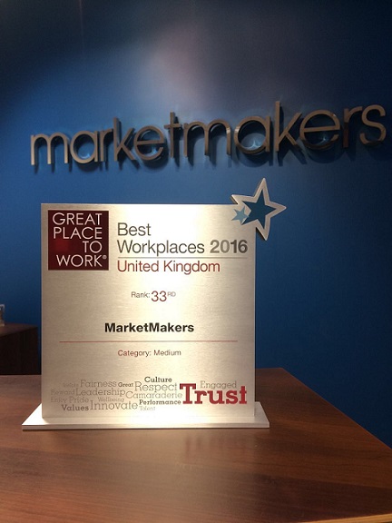 IMG 3087 smaller - MarketMakers Rank 33rd in the Best Workplaces 2016 Awards!