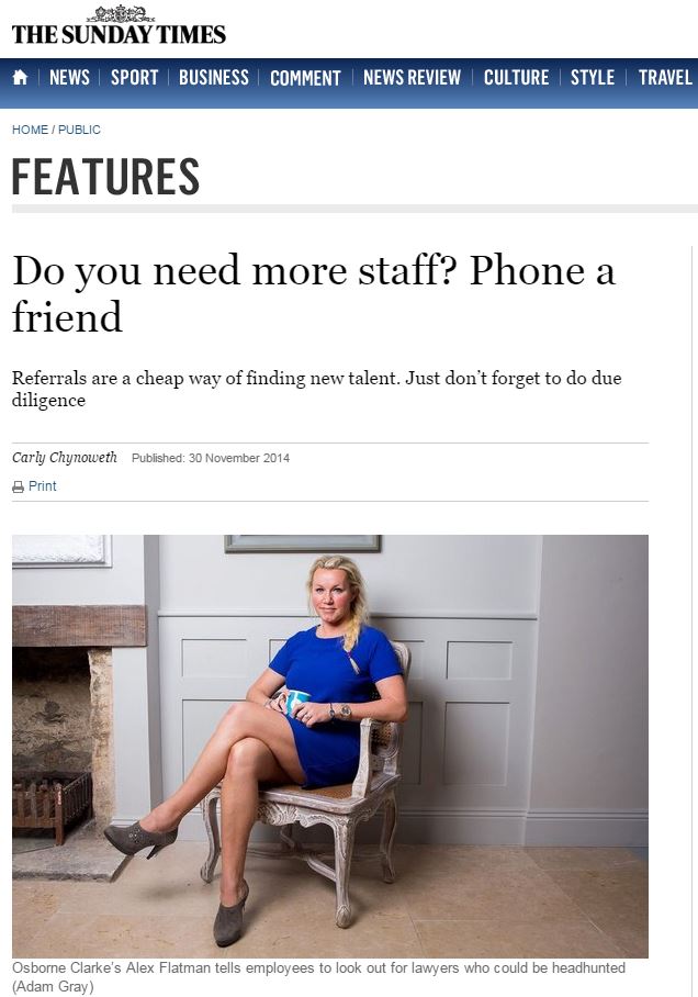 sunday times article - Do you need more staff? Phone a friend