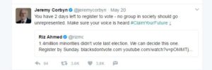 Corbyn tweet 300x100 - The UK's most social election yet?