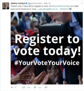 Jeremy Corbyn twitter 278x300 - The UK's most social election yet?